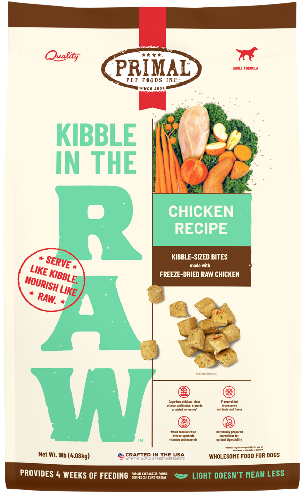 Primal Canine Freeze Dried Chicken Kibble in the Raw Dog Food - Hypoallergenic