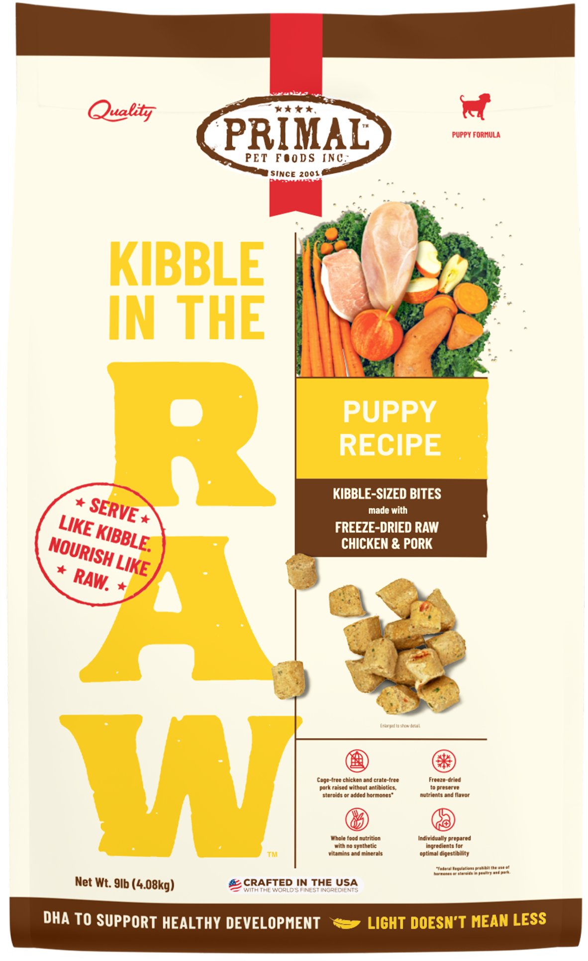 Primal Puppy Chicken Kibble in the Raw