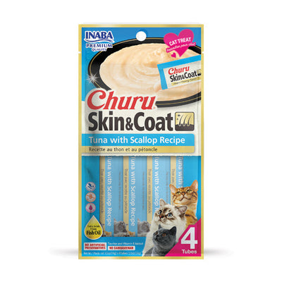 Inaba Churu Skin & Coat Tuna with Scallop Recipe - 4PCS/PK - 56g