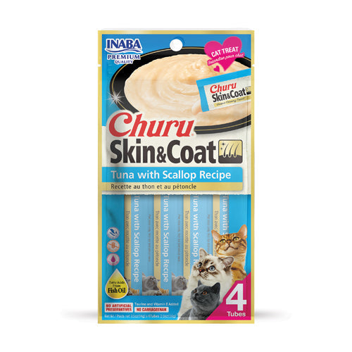 Inaba Churu Skin & Coat Tuna with Scallop Recipe - 4PCS/PK - 56g