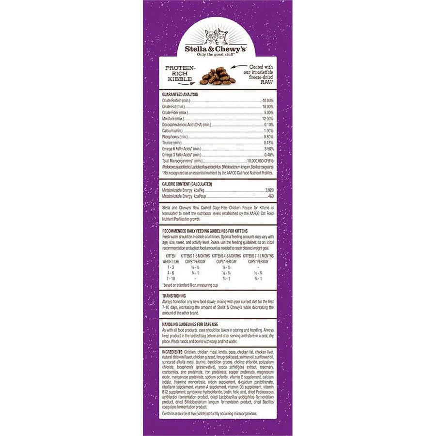 Stella & Chewys Cat Kibble - Raw Coated Cage Free Chicken Recipe for Kittens
