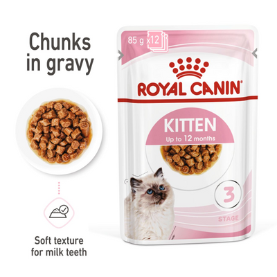 Royal Canin Feline Health Nutrition Kitten Gravy (Cat Wet Food - Pouches)