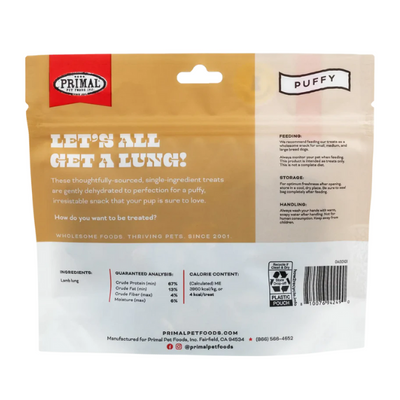 Primal Lets All Get A Lung Lamb Dehydrated Treat 1.5oz