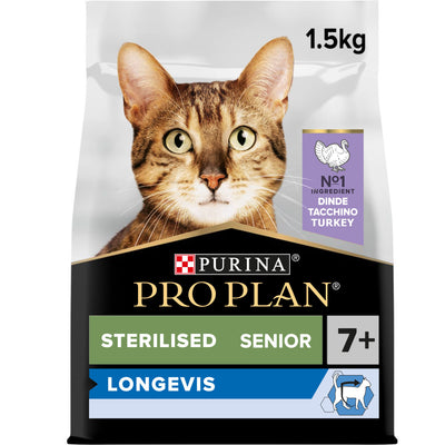 Purina Pro Plan  Senior 7+ Longevis Dry Cat Food with Turkey, 1.5 kg