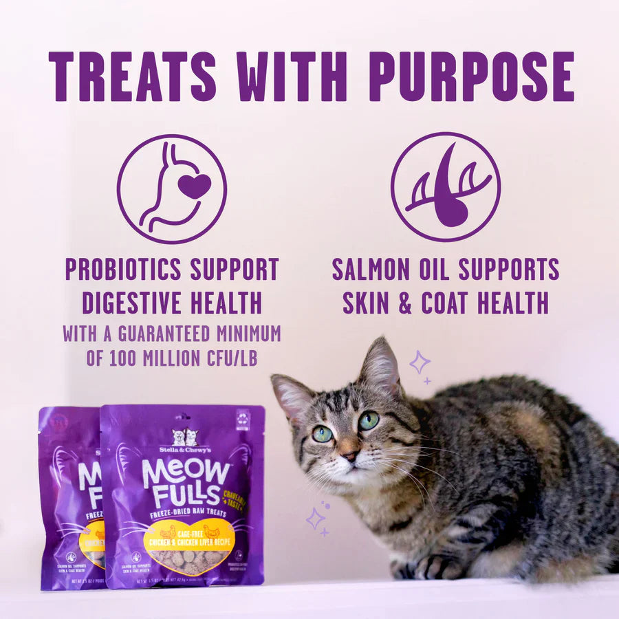 Stella & Chewys Meowfulls Freeze Dried Cat Treats Chicken & Chicken Liver Recipe - 1.5 oz