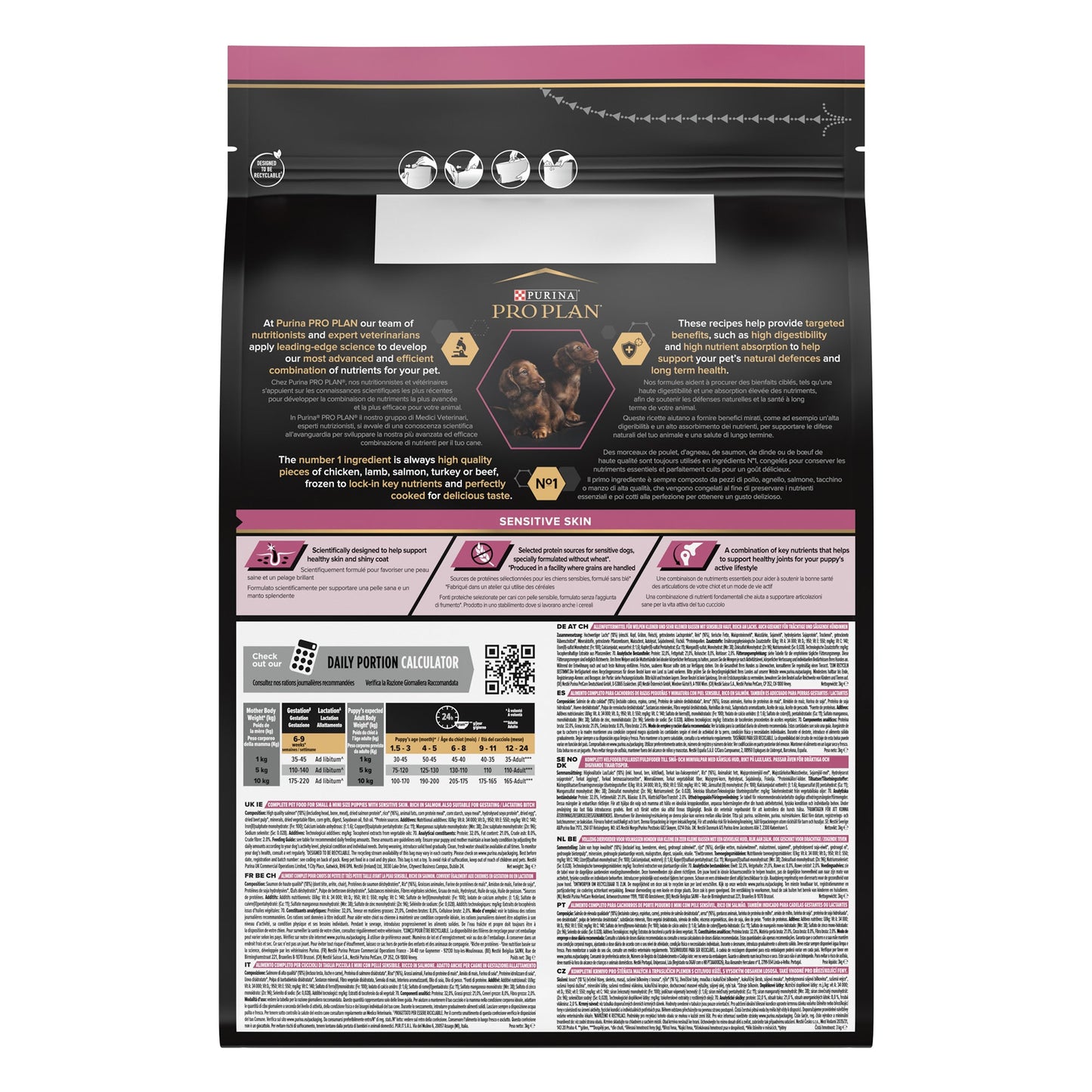 Purina Pro Plan Sensitive Skin Dry Dog food with Salmon for Small and Mini Puppy, 3 kg