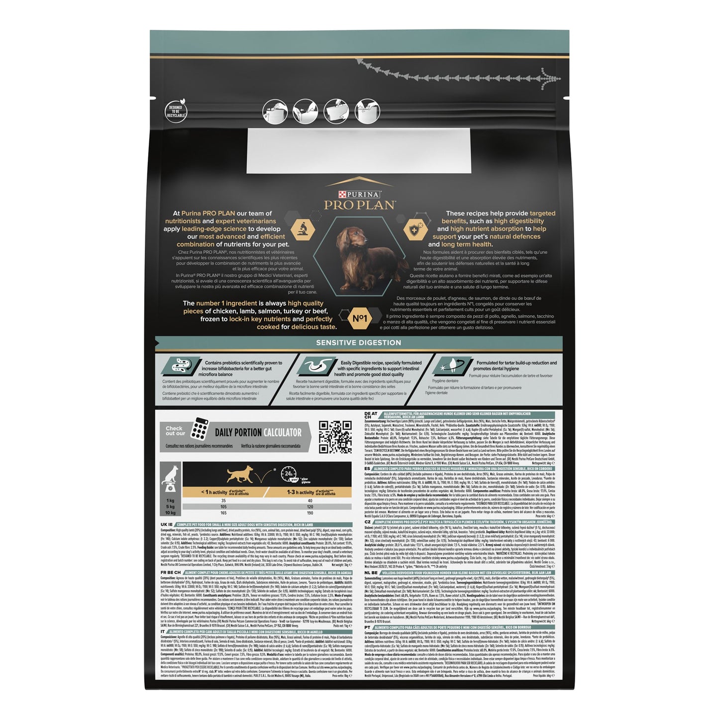 Purina Pro Plan Sensitive Digestion Small and Mini Adult, Dry Dog food with Lamb, 3 kg