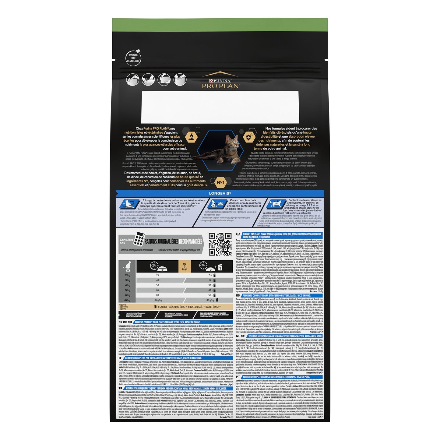 Purina Pro Plan  Senior 7+ Longevis Dry Cat Food with Turkey, 1.5 kg