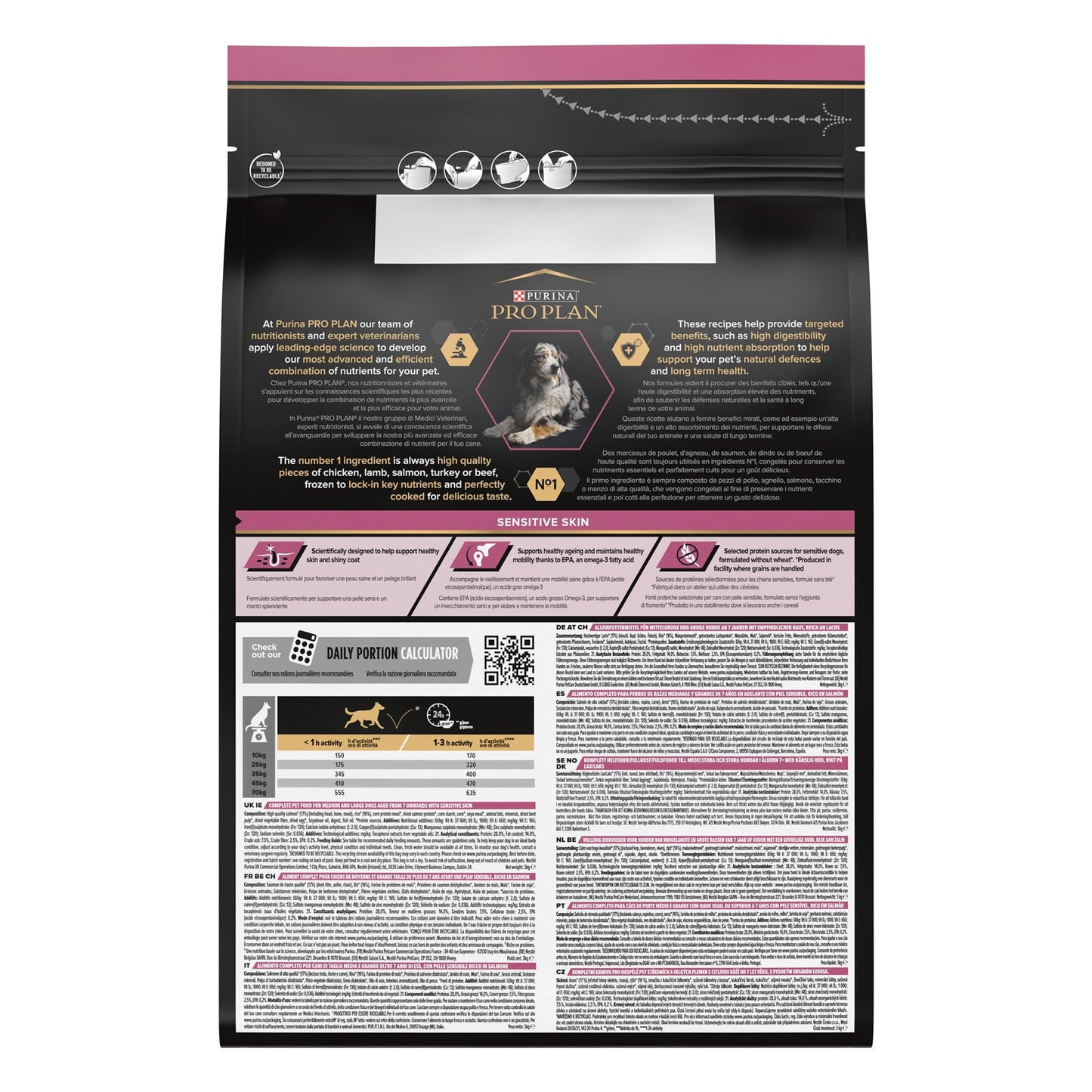 Purina Pro Plan Sensitive Skin Medium and Large Senior 7+, Dry Dog food with Salmon