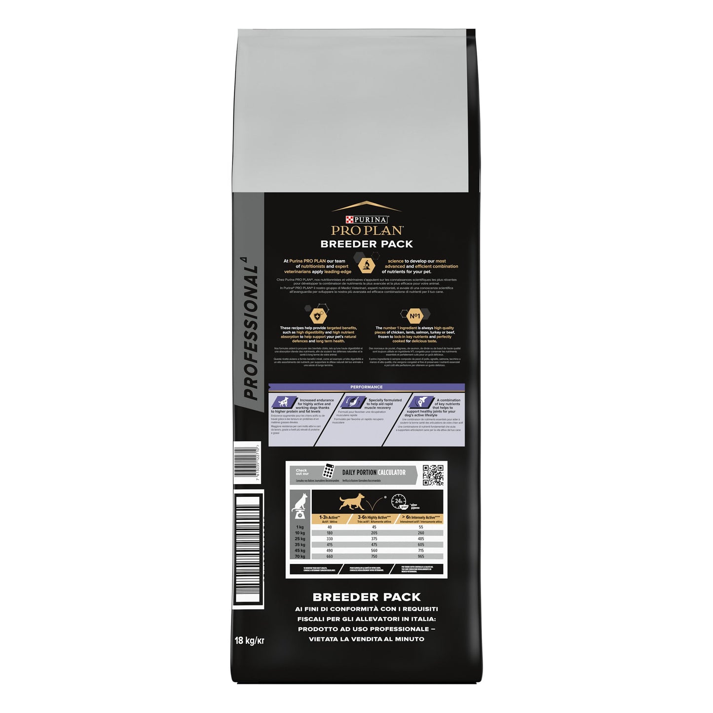 Purina Pro Plan Performance Adult, Dry Dog food with Chicken, 18 kg