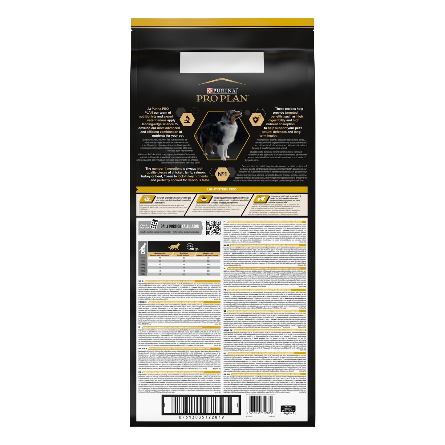 Purina Pro Plan Light All Sizes Adult, Dry Dog food with Chicken