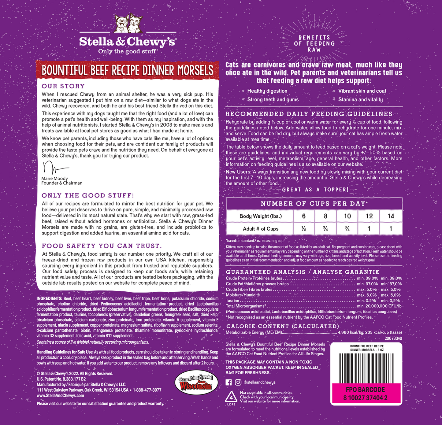 Stella & Chewys Cat Freeze Dried Dinner Morsels - Bountiful Beef Recipe