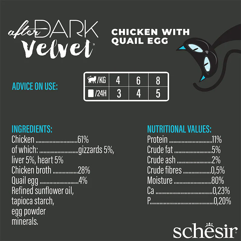 Schesir After Dark Velvet Mousse For Cat - Chicken With Quile Egg 80g