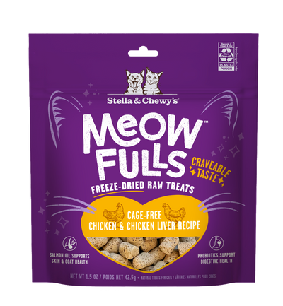 Stella & Chewys Meowfulls Freeze Dried Cat Treats Chicken & Chicken Liver Recipe - 1.5 oz