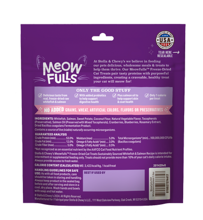 Stella & Chewys Meowfulls Freeze Dried Cat Treats Whitefish & Salmon Recipe - 1.5 oz