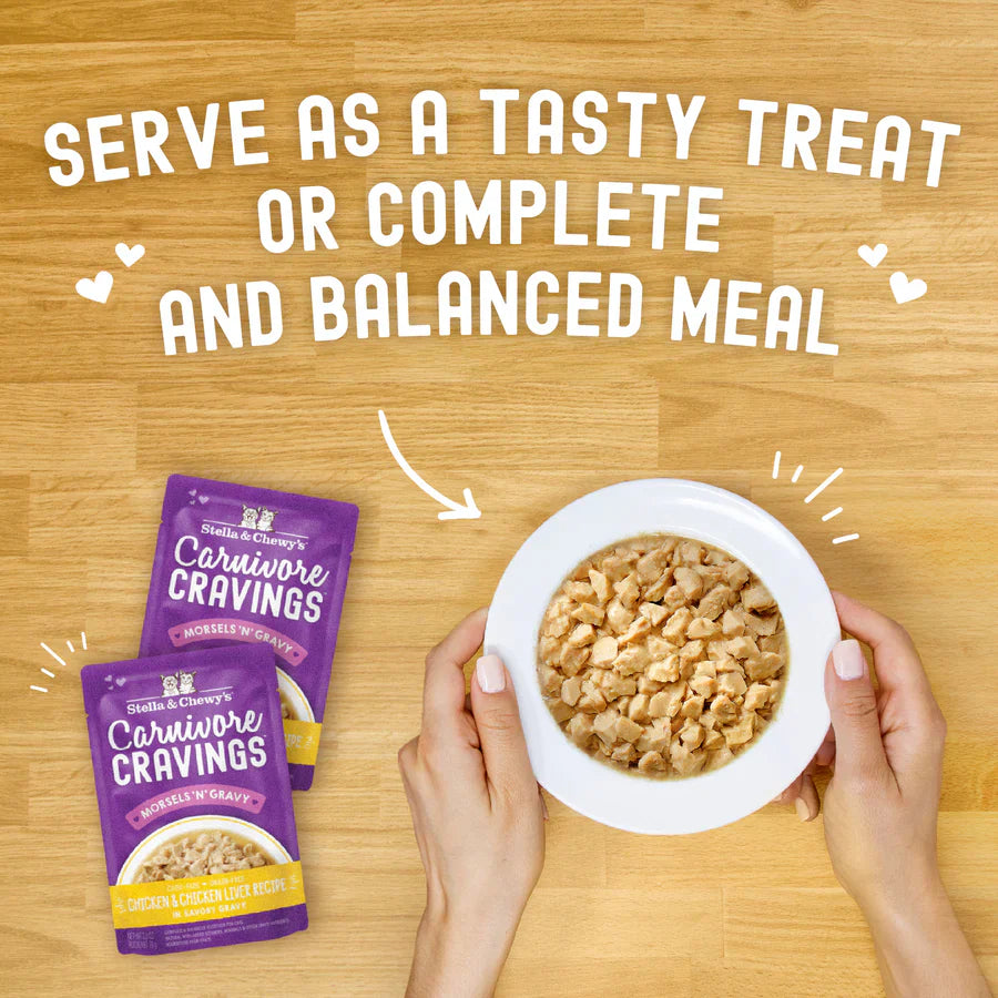 Stella & Chewys Carnivore Cravings MorselsNGravy - Chicken & Chicken Liver Recipe - 2.8 oz