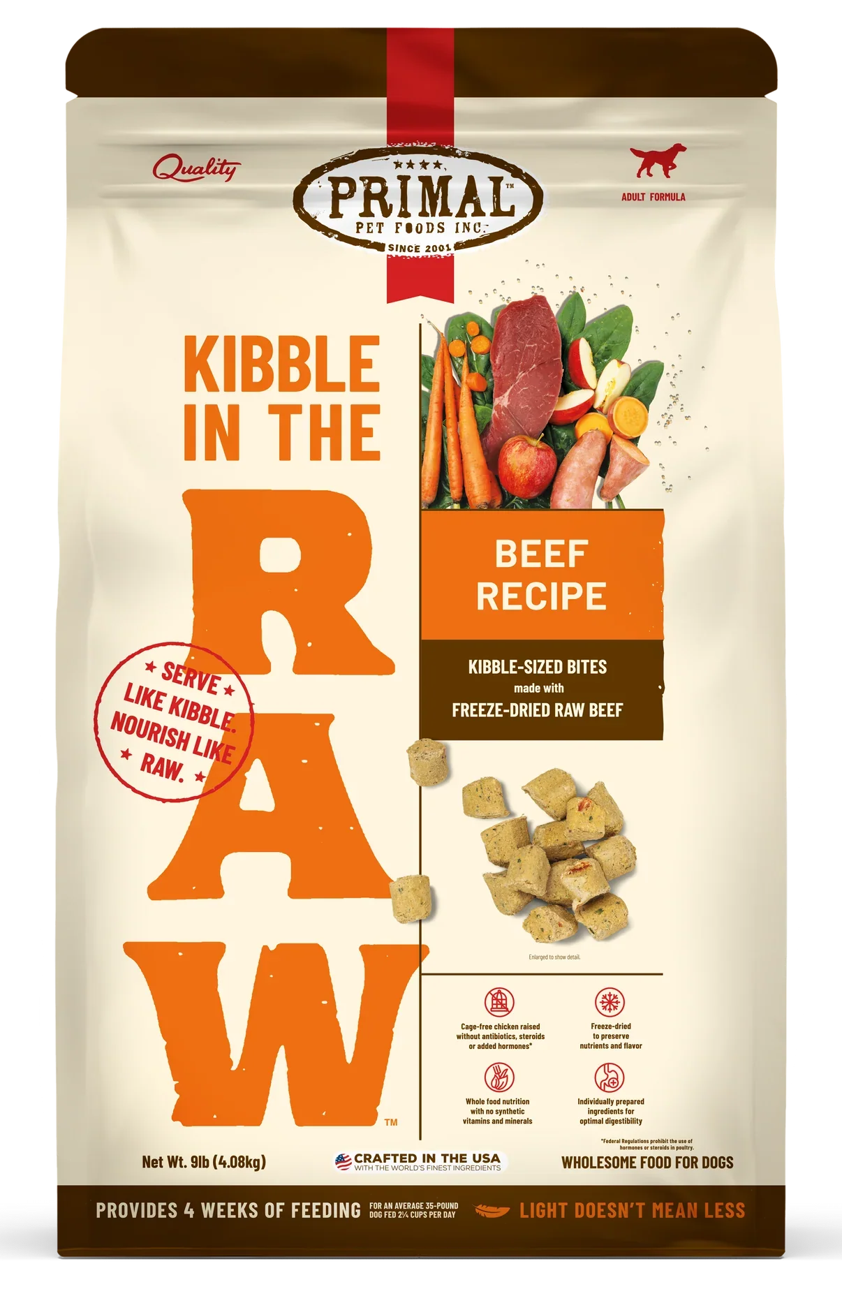 Primal Canine Beef Kibble in the Raw