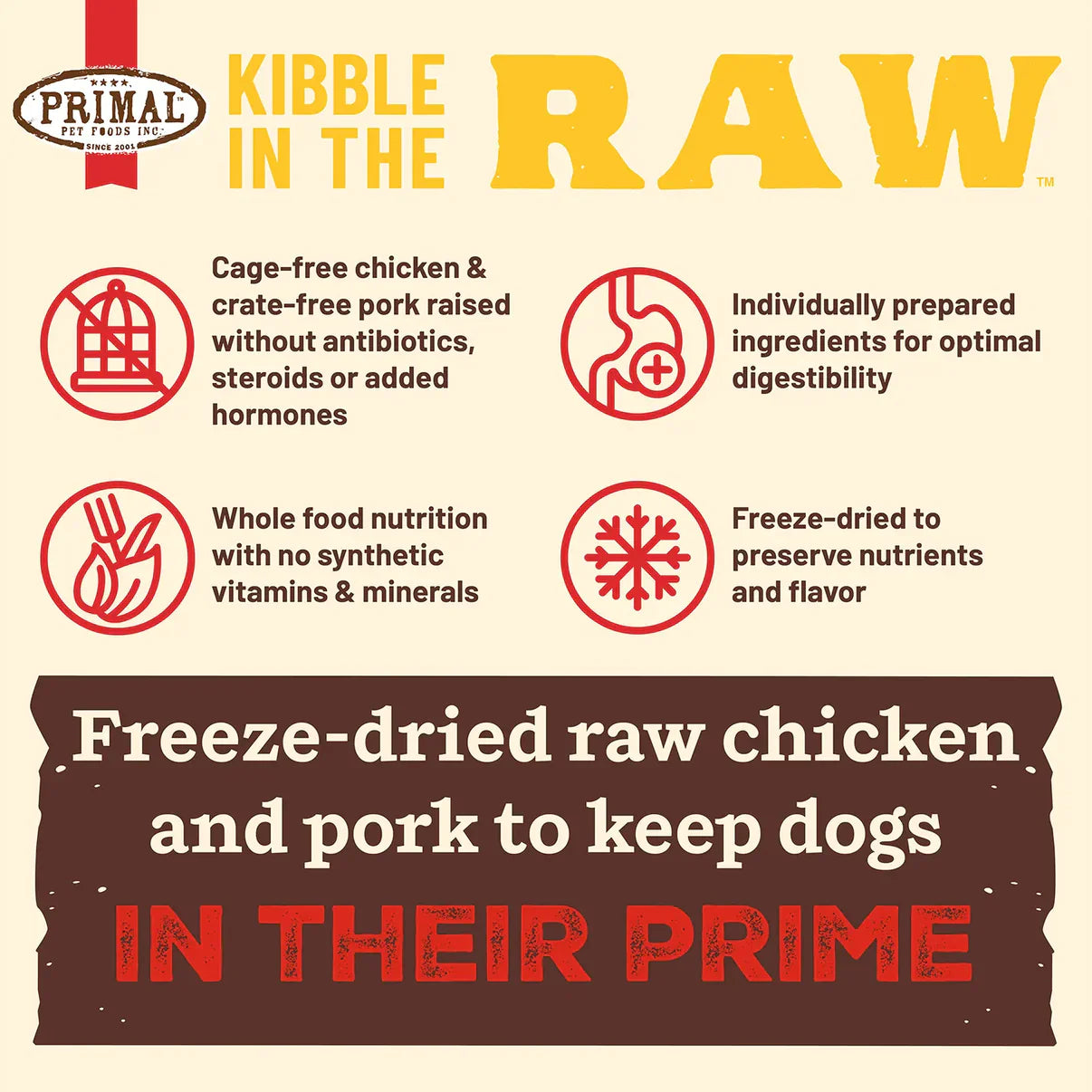 Primal Puppy Chicken Kibble in the Raw