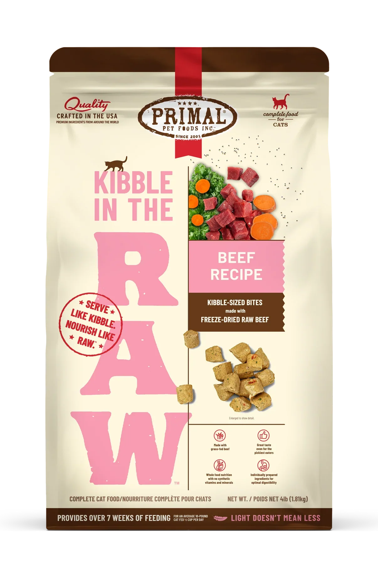 Primal Kibble in the Raw Cat Food – Hypoallergenic Beef Recipe