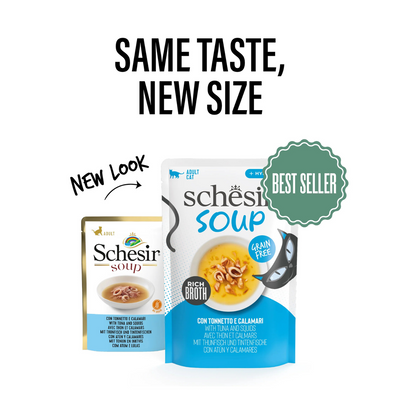 Schesir Soup Cat Wet Food in Soup Pouch-Tuna With Squid 40g