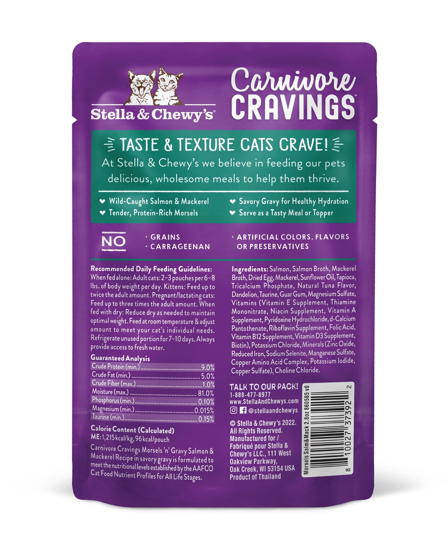 Stella & Chewys Carnivore Cravings MorselsNGravy - Salmon & Mackerel Recipe  Cat Wet Food  2.8 oz