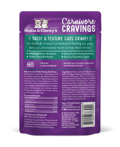 Stella & Chewys Carnivore Cravings MorselsNGravy - Salmon & Mackerel Recipe  Cat Wet Food  2.8 oz