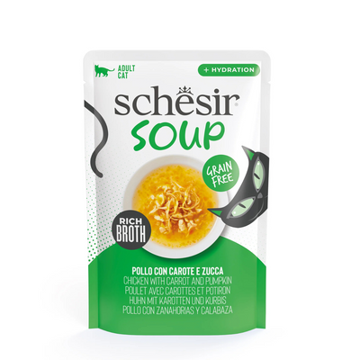 Schesir Soup Cat Wet Food in Soup Pouch-Chicken With pumpkin 40g
