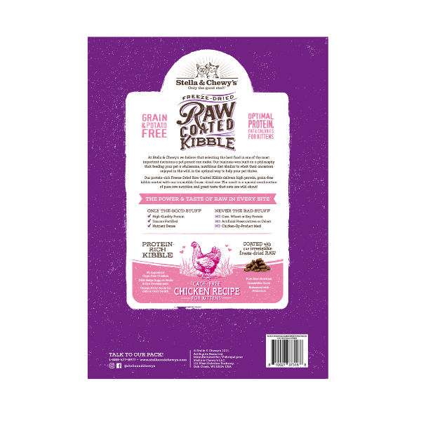 Stella & Chewys Cat Kibble - Raw Coated Cage Free Chicken Recipe for Kittens