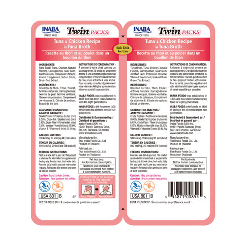 Inaba Twin Packs Tuna & Chicken Recipe Cat Treat in Tuna Broth - 80g