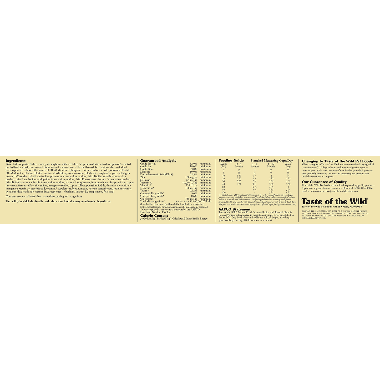 Taste Of Wild Ancient Prairie Canine Recipe - Bison