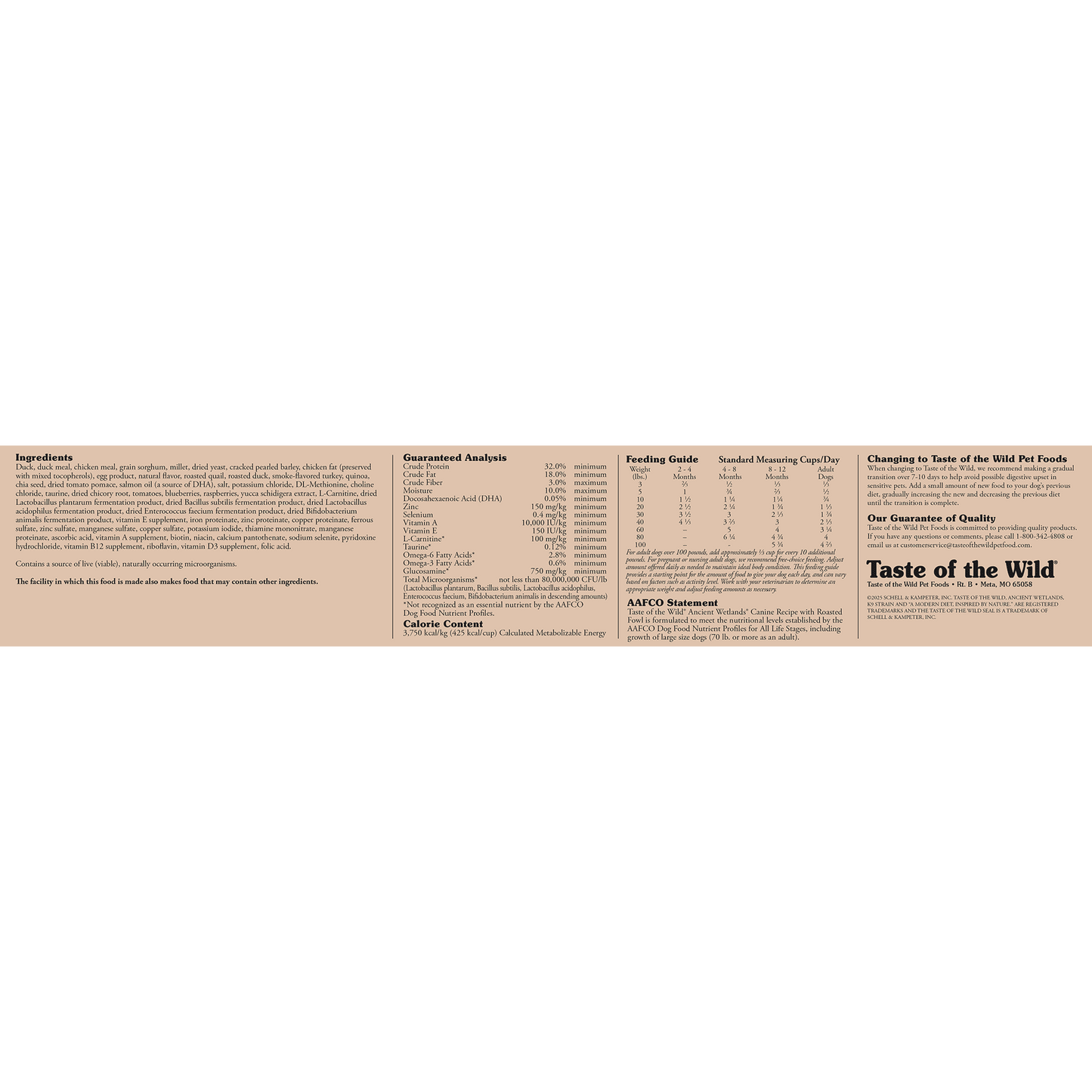 Taste Of Wild Ancient Wetland Canine Recipe - Fowl