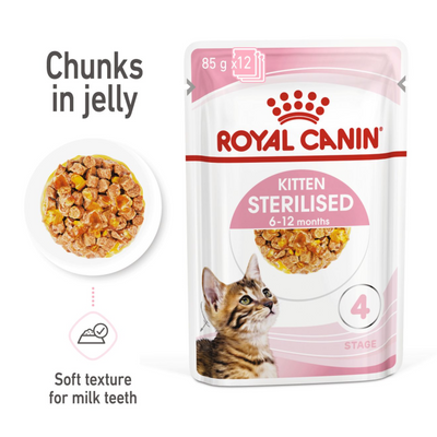 Royal Canin Feline Health Nutrition Kitten Sterilised Jelly (Cat WET FOOD - Pouches)