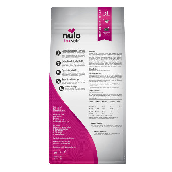 Nulo FreeStyle Cat & Kitten Grain-Free Chicken & Cod with Probiotics Dry Cat Food