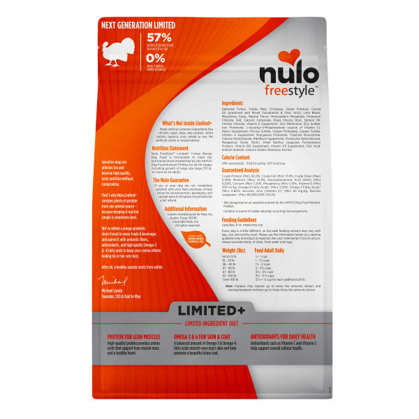 Nulo FreeStyle Limited Ingredient Diet for Puppy & Adult - Turkey with Probiotics Dry Dog Food