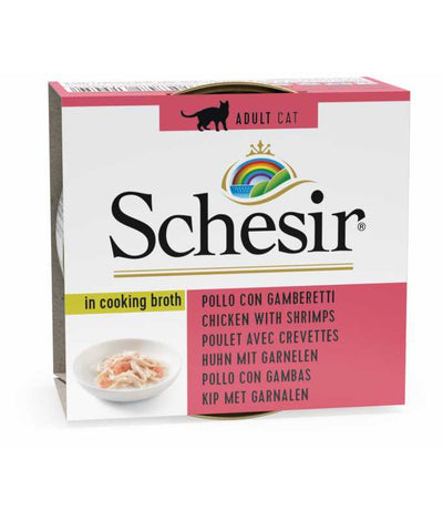 Schesir Cat Can Broth-Wet Food Chicken with Shrimps-