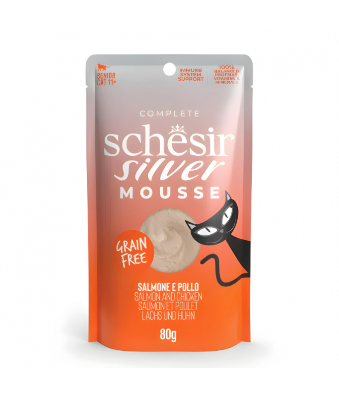 Schesir Silver Mousse Senior Cat - Salmon And Chicken 80g 
