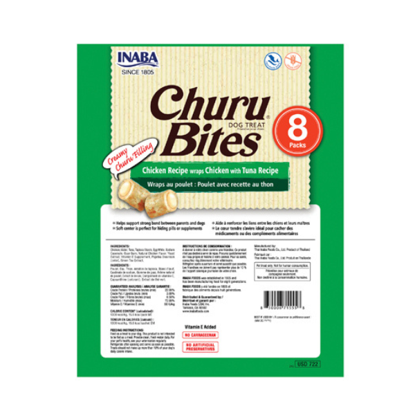Inaba Churu Bites for Dog Chicken with Tuna Recipe 8PCS/PK - 96g