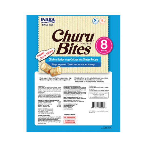 Inaba Churu Bites for Dog Chicken with Cheese Recipe 8PCS/PK - 96g