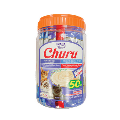 Inaba Churu Tuna & Seafood Varieties - 50 Tubes - 700g