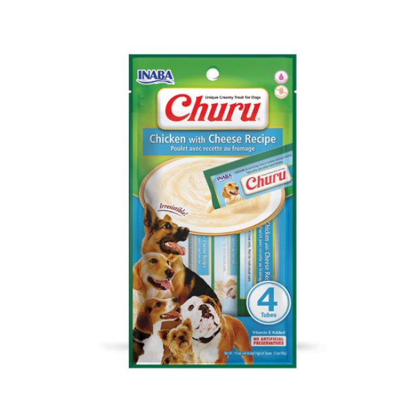 Inaba Dog Churu Chicken with cheese recipe 4PCS/PK - 56g