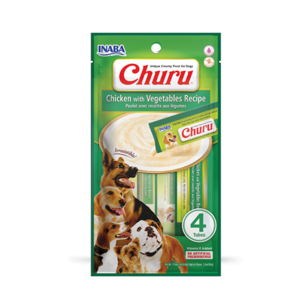 Inaba Dog Churu Chicken with vegetable recipe 4PCS/PK - 56g
