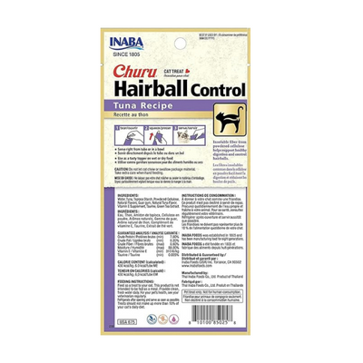 Inaba Churu Hairball Control- Tuna Recipe 4PCS/PK - 56g