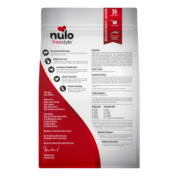 Nulo FreeStyle Adult Dog Grain-Free Lamb & Chickpeas with Probiotics Dry Dog Food