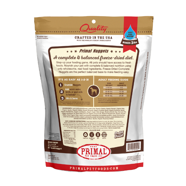 Primal Canine Lamb Grain-Free Freeze-Dried Dog Food Formula