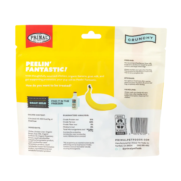 Primal Peelin Fantastic Chicken & Banana with Goat Milk Freeze-Dried Dog Treat 2oz