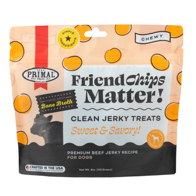 Primal FriendChips Matter Beef with Broth Jerky Treat 4 oz - PetCentral Qatar