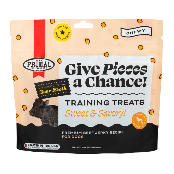 Primal Give Pieces A Chance Beef with Broth Jerky Treat 4 oz - PetCentral Qatar