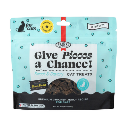 Primal Give Pieces A Chance Chicken with Broth Jerky Treat for Cats 4 oz - PetCentral Qatar