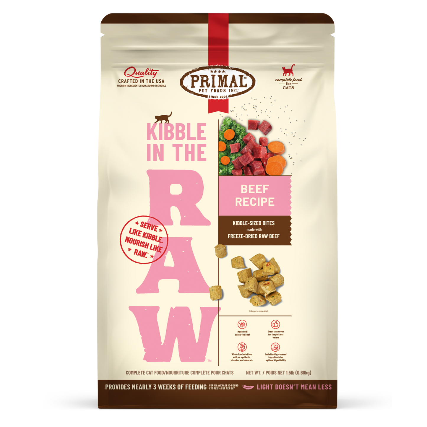 Primal Kibble in the Raw Cat Food Beef Recipe - PetCentral Qatar