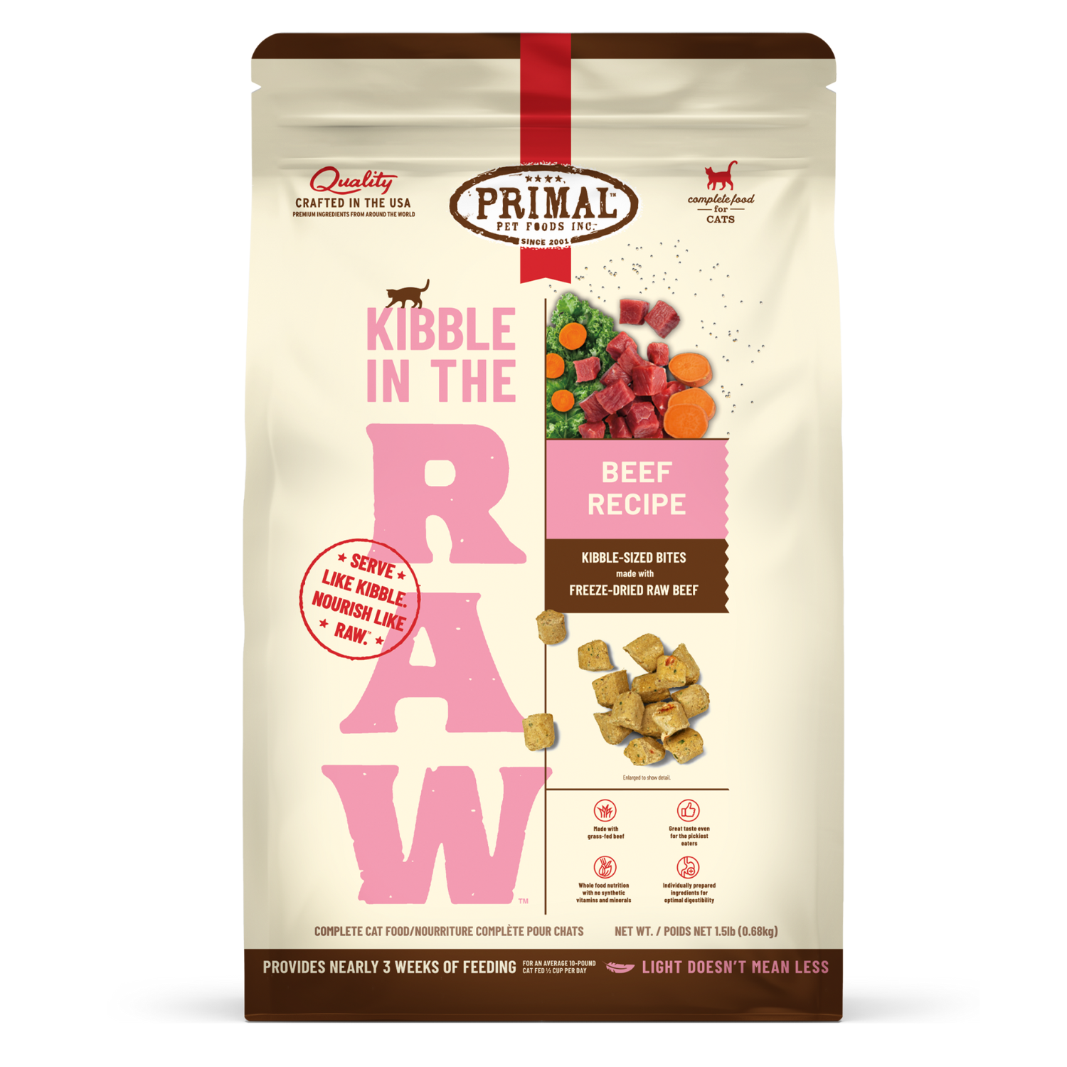 Primal Kibble in the Raw Cat Food Beef Recipe - PetCentral Qatar